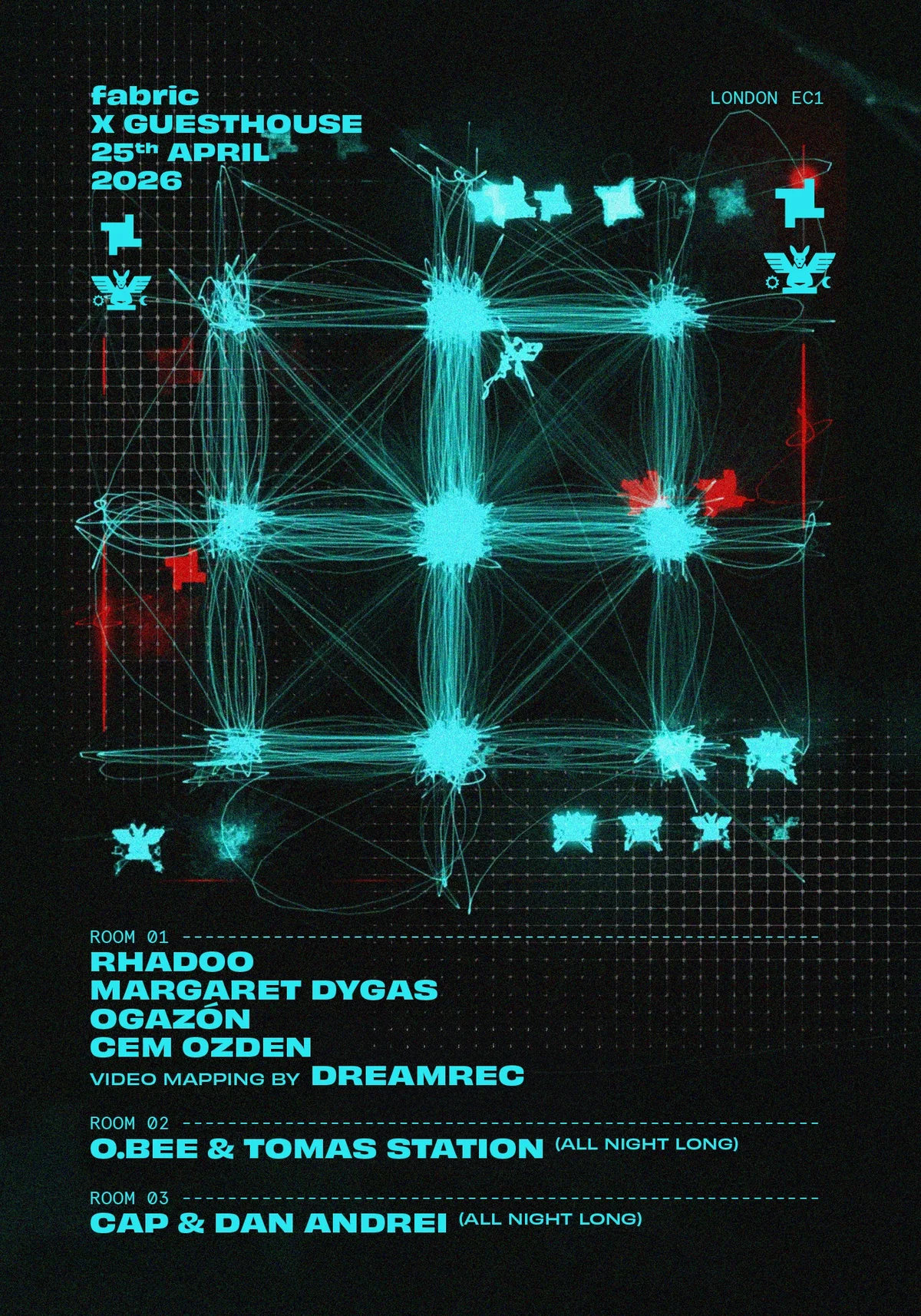 fabric: 25 Years Guesthouse - Rhadoo, Margaret Dygas, Cem Ozden, O.BEE & Tomas Station, Cap