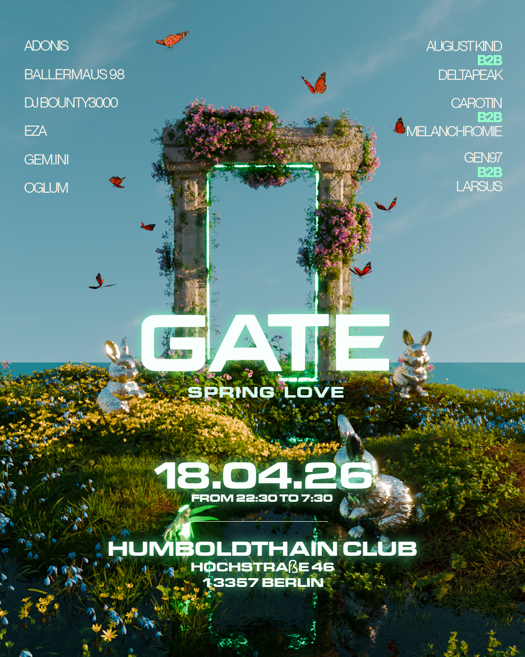 GATE - Spring Love I Charity Rave w/djbounty3000, Carotin, Melanchromie, August Kind